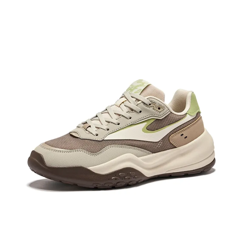 Erke Cushioning Anti-Slip And Wear-Resistant Low-Top Casual Shoes Men's Beige Brown-2