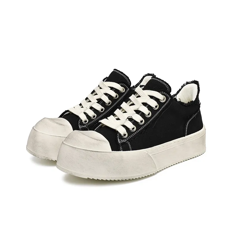 KUNGFUDEER Thread Line Collection Canvas Shoes Unisex Black-1