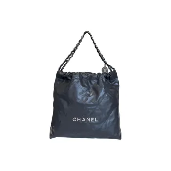 CHANEL 22Bag Shiny Calfskin Hobo Bag Shoulder Bag Medium Size Women's Dark Gray