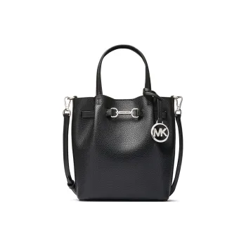 MICHAEL KORS Cow Leather Litchi Grain Shoulder Bag, Crossbody Bag, Handbag Small Size Women's Black