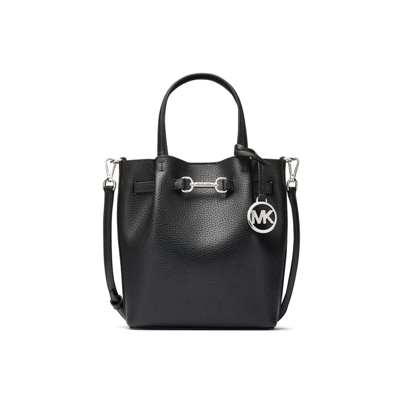 MICHAEL KORS Cow Leather Litchi Grain Shoulder Bag, Crossbody Bag, Handbag Small Size Women's Black-0