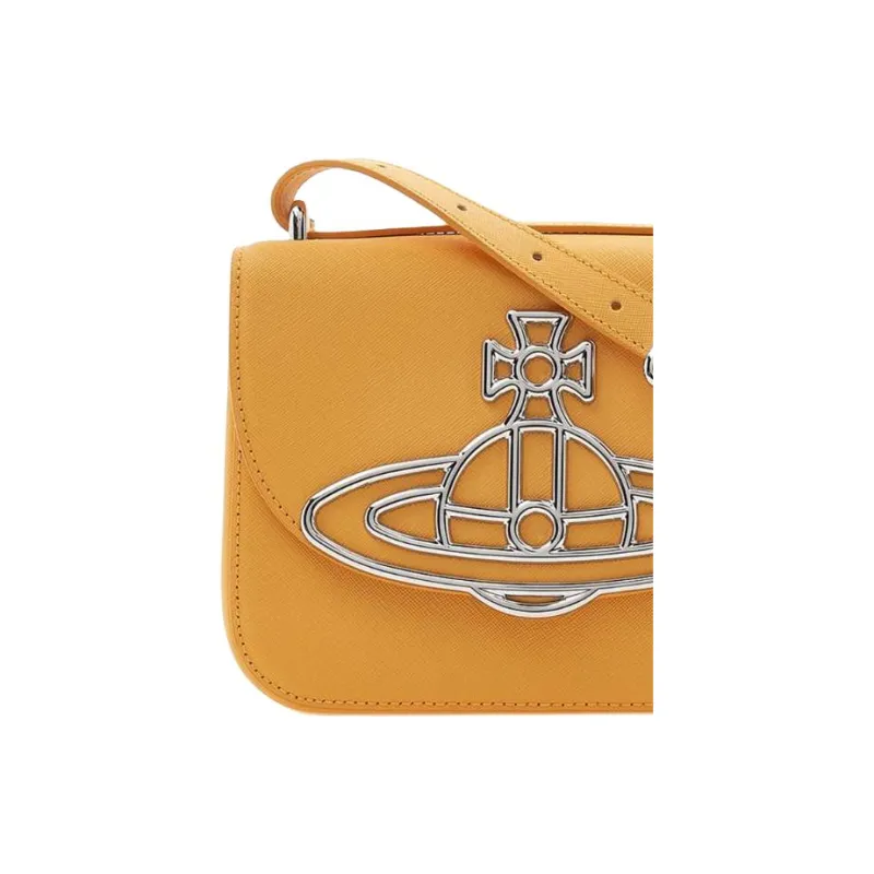 Vivienne Westwood Leather Shoulder Bag, Crossbody Bag Women's Yellow-3