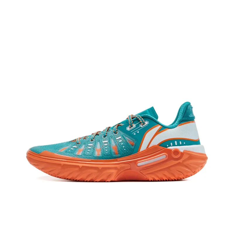 LiNing Jie Ao 2 Cushioning Anti Slip And Wear Resistant Rebound Low Top Outdoor Basketball Shoes Men's Cyan Orange-0