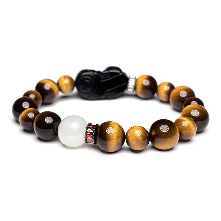 MOUNTAINS AND MANS Tiger's Eye Stone Jade Bracelets Unisex-1