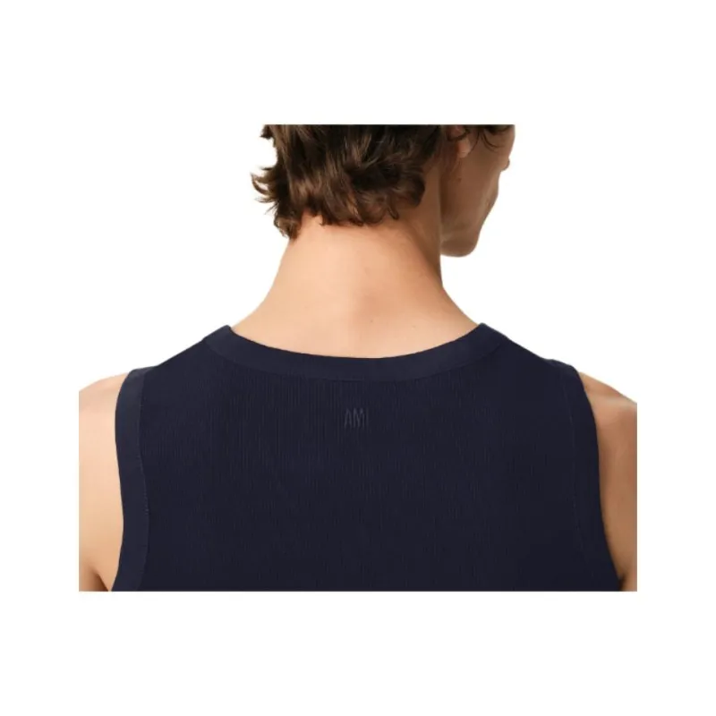 Ami Paris Ami De Coeur Logo Embroidered Knitted Tank Top-5
