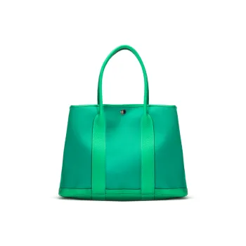 HERMES Garden Officer Canvas With Negonda Cow Leather Canvas Bag Garden Bag Handbag Women's New Verona Green/Mint Green