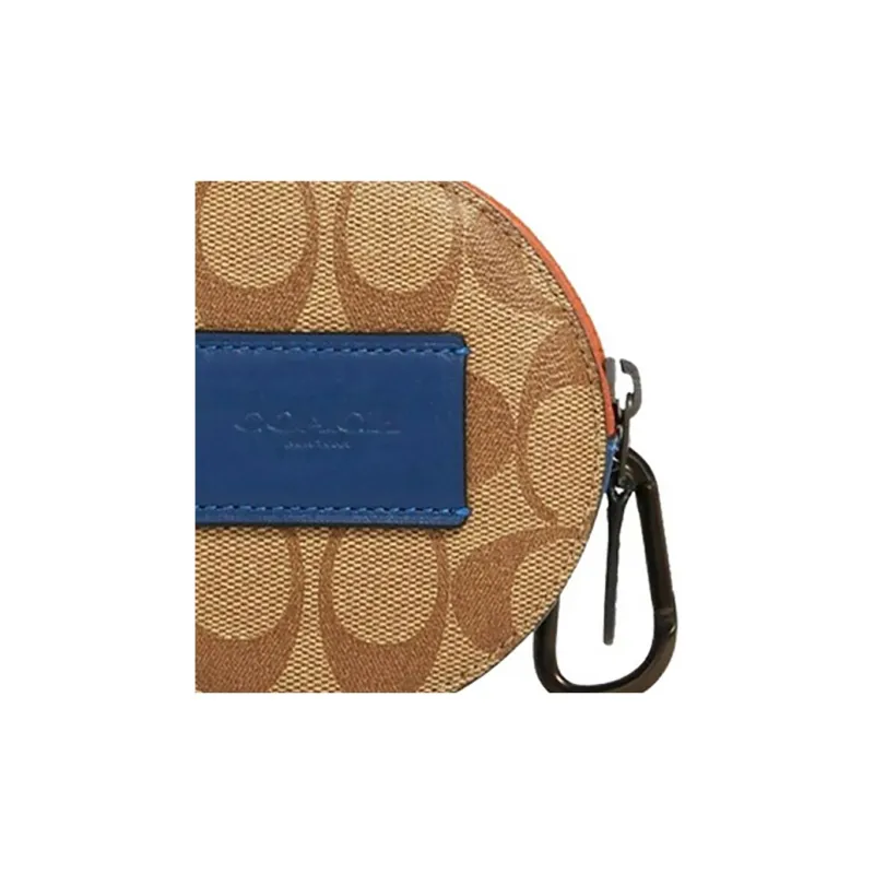 COACH Hybrid Cow Leather Coin Purse Men's Brown & Blue-4