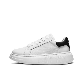 Meixi Lightweight Breathable Height Increasing Low Top Skateboard Shoes Men's White