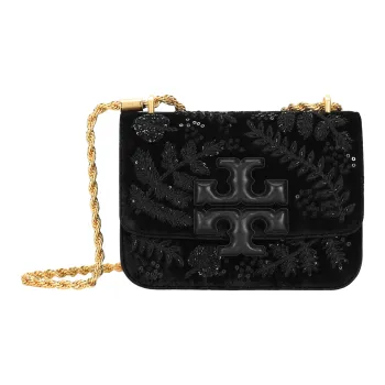 TORY BURCH Eleanor Velour Shoulder Bag, Crossbody Bag Women's Black