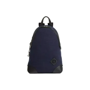HERMES Allback Canvas With Leather Backpack Regular Men's Marine Blue & Black