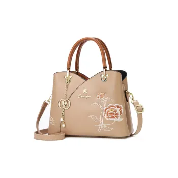 Weymond Leather Handbag Regular Women's Ecru/Blue/Khaki