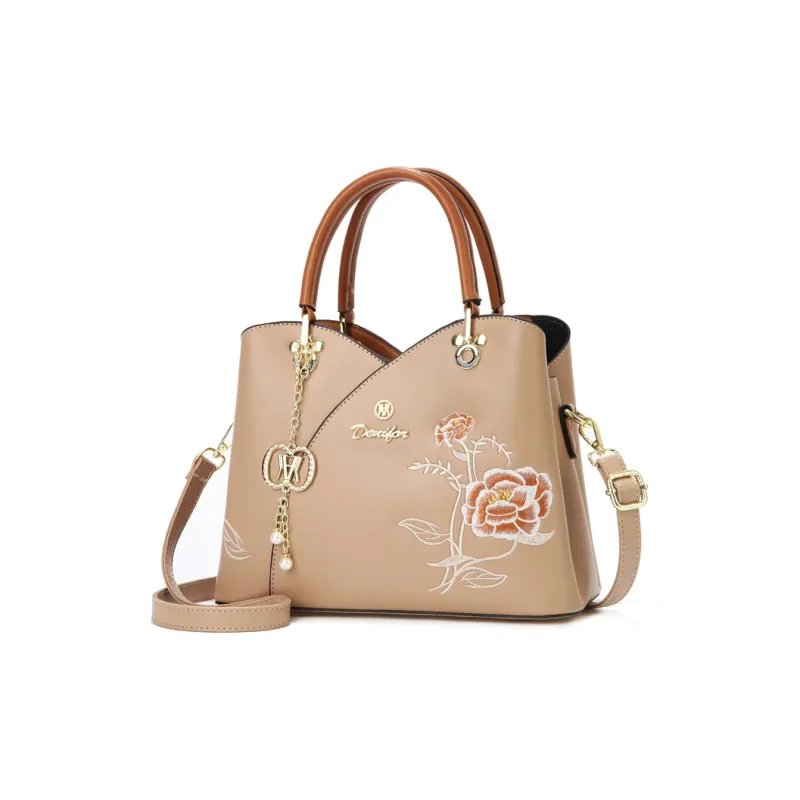 Weymond Leather Handbag Regular Women's Ecru/Blue/Khaki-2