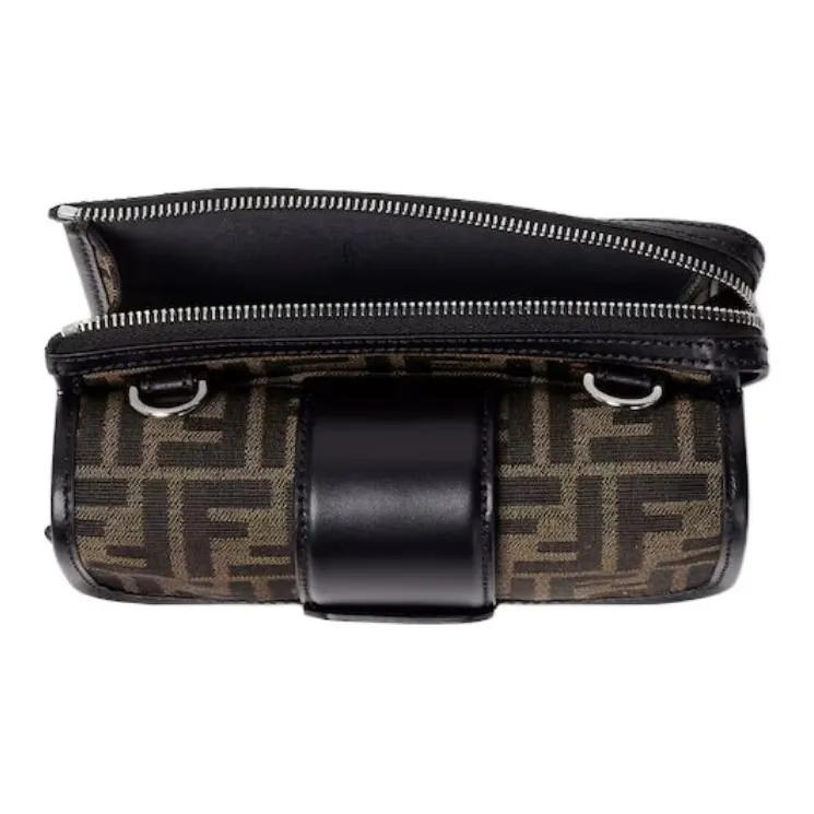 FENDI Baguette Polyester Crossbody Bag Men's Brown-4