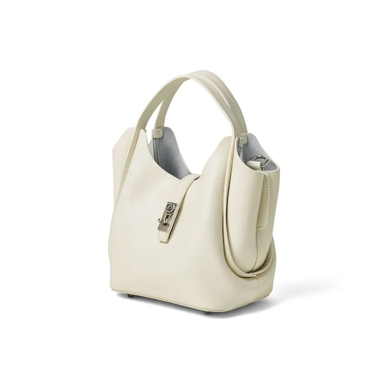 ROBERTA DI CAMERINO Cow Split Leather, Leather Handbag Regular Women's Ecru/Black/Olive Green-1