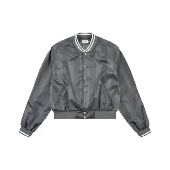 GOOD BAI SS25 Baseball Jacket Men's Gray Stripes