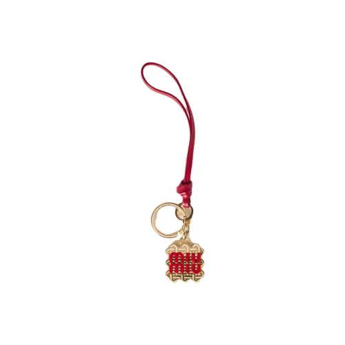 MIU MIU Leather Bag Accessories Unisex Red & Gold