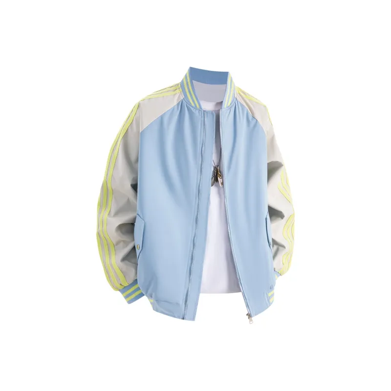 AKIN Baseball Jacket Unisex Navy Blue Apricot-15