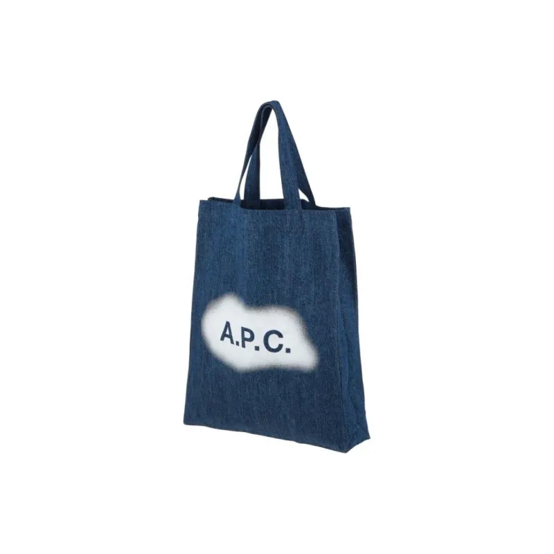 A.P.C . Logo Printed Denim Top Handle Bag-1