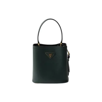 PRADA PanierSaffiano Calfskin Bucket Bags Shoulder Bag Crossbody Bag Handbag Mini Women's Emerald Green