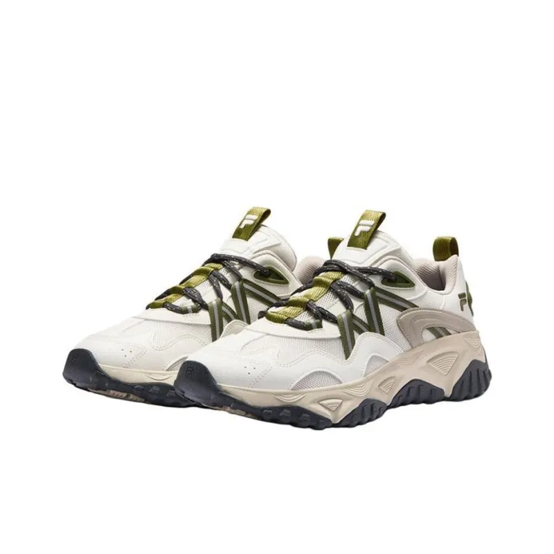 FILA FUSION FREEROAM Hiking Shoes Breathable Lightweight Low Top Casual Shoes Men's Beige Green-1
