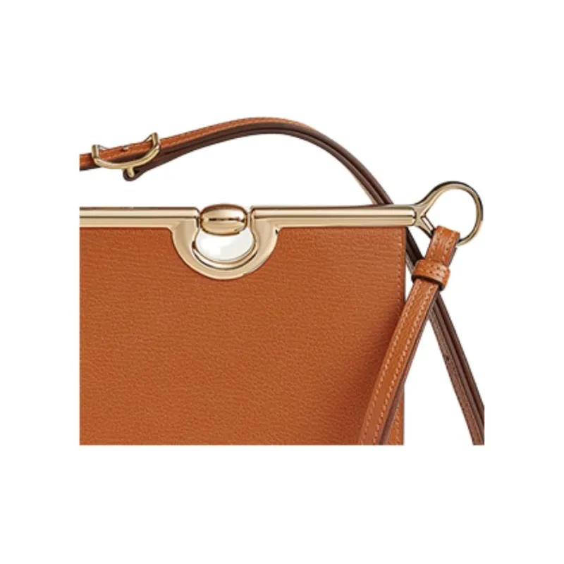 HERMES Mors De Bride Chamkila Goat Skin Shoulder Bag Crossbody Bag Women's 9Y Pain D'Épice Gingerbread-4