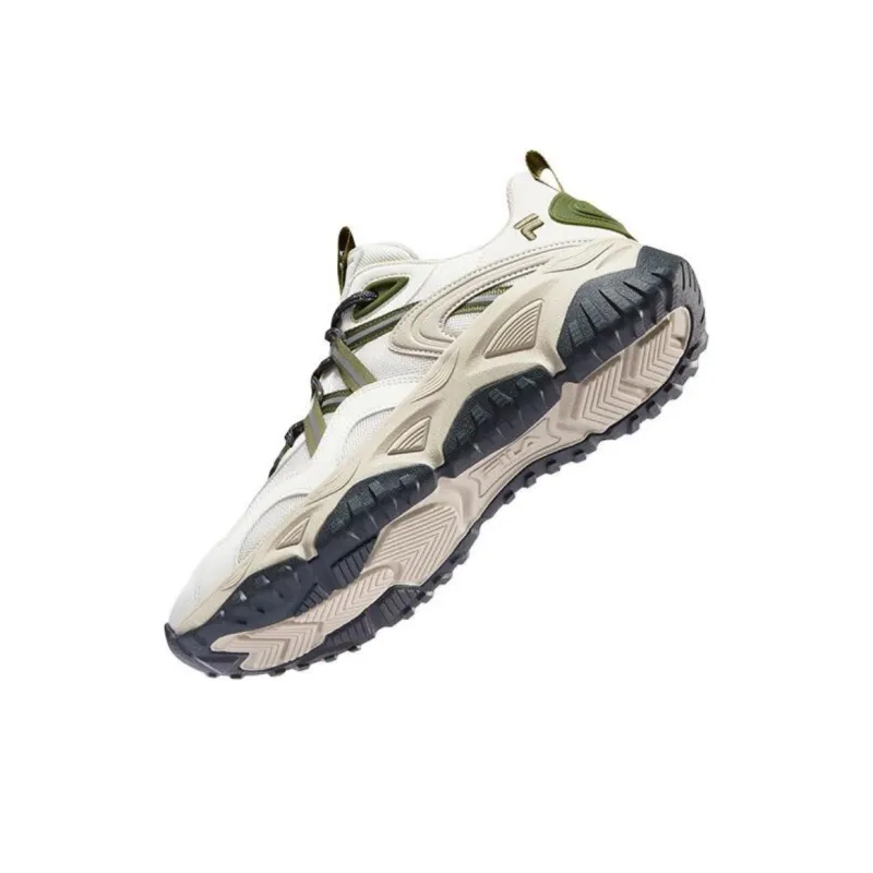FILA FUSION FREEROAM Hiking Shoes Breathable Lightweight Low Top Casual Shoes Men's Beige Green-4