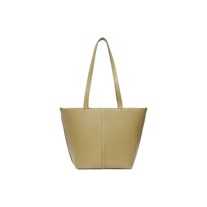 Vanessa Bruno Cow Leather Tote Bag, Shopping Bag, Shoulder Bag Trumpets Women's Olive Green-0