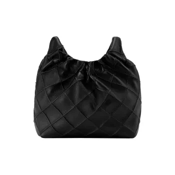 TORY BURCH Fleming Leather Mini Hobo Bag Women's Black