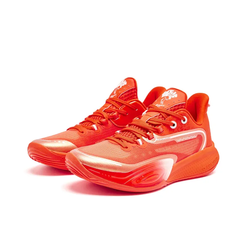 QIAODAN Cushioning Coverage Rebound Anti Twist Breathable Slip Resistant Low Top Basketball Shoes Men's Orange-2