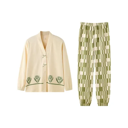 ZAO FU NIAO Pajama Set Women's Matcha Green