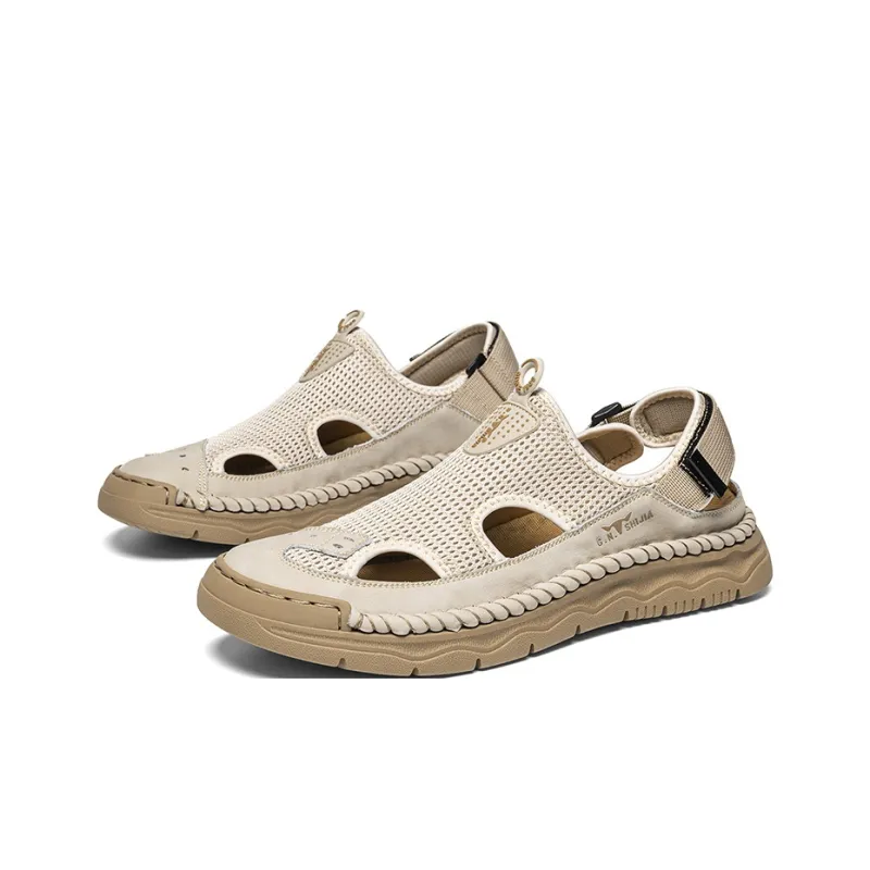 G.N.SHIJIA Black Gold Ox Collection Strap Sandals Men's-2