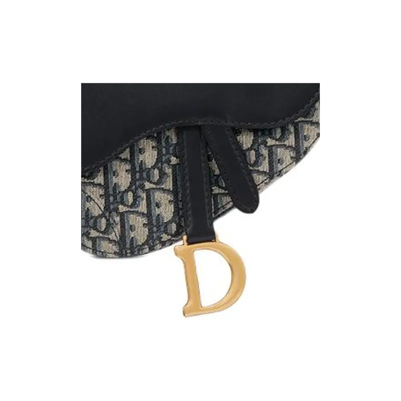 DIOR Cotton Saddle Bag, Shoulder Bag Mini Women's Blue-5
