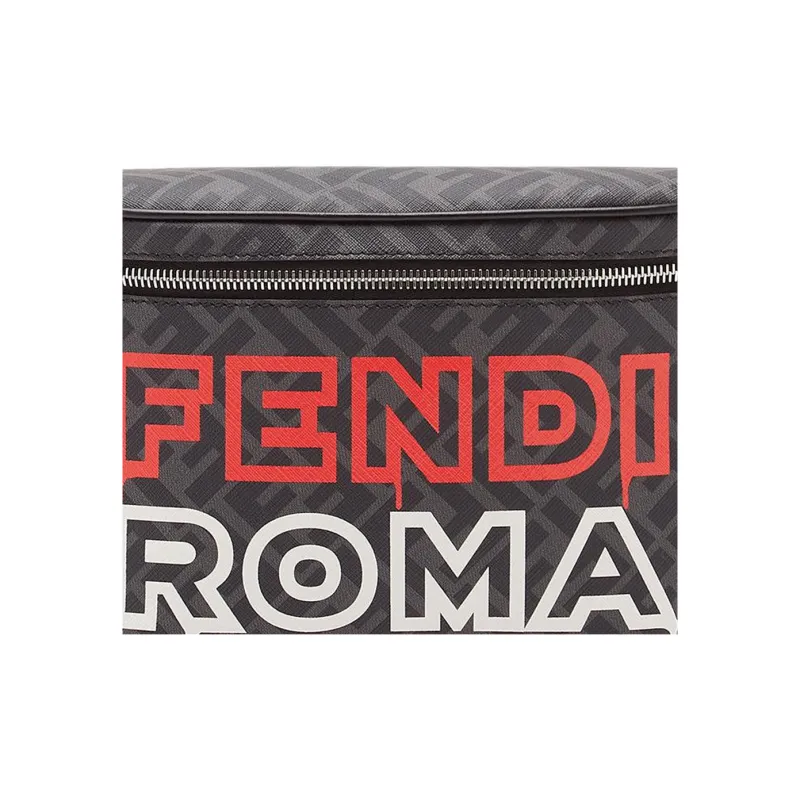 FENDI Cotton Fabric Shoulder Bag Crossbody Bag Sling Bag Fanny Pack Men's Gray-4