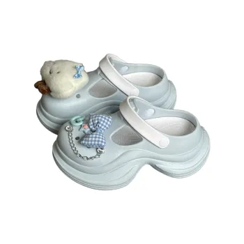 Yu Pu 7cm Clogs Height Increasing Platform Cute Closed Toe Slippers Spring Summer Breathable Slip Resistant