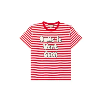 GUCCI Striped Slogan print T shirt