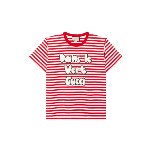 GUCCI Striped Slogan print T shirt