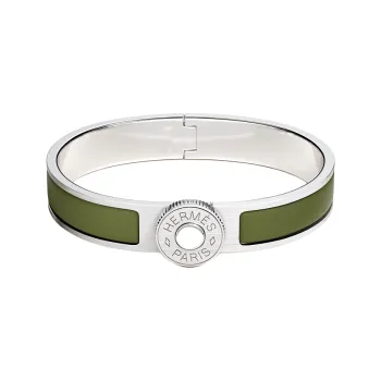 HERMES Palladium Plated Bangles Men's Green