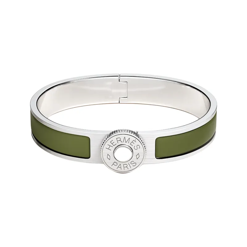 HERMES Palladium Plated Bangles Men's Green-0