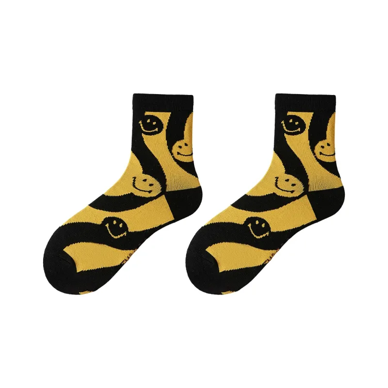 SMILEY Mid Calf Socks Unisex Combo Set-4