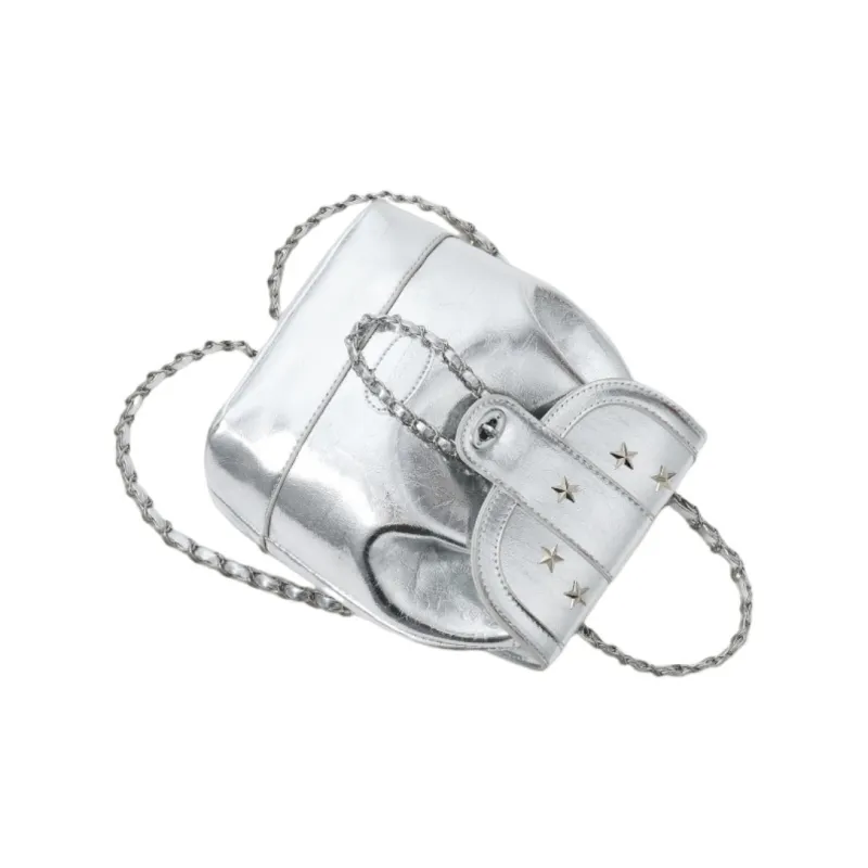 Warrior PU Backpack Medium Size Unisex Silver-2