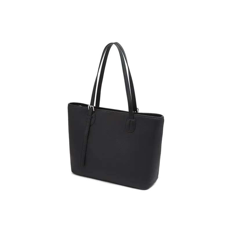 Old Man's Head Top Grain Cow Leather Shoulder Bag Regular Women's Black/Elephant Grey/Caramel-3