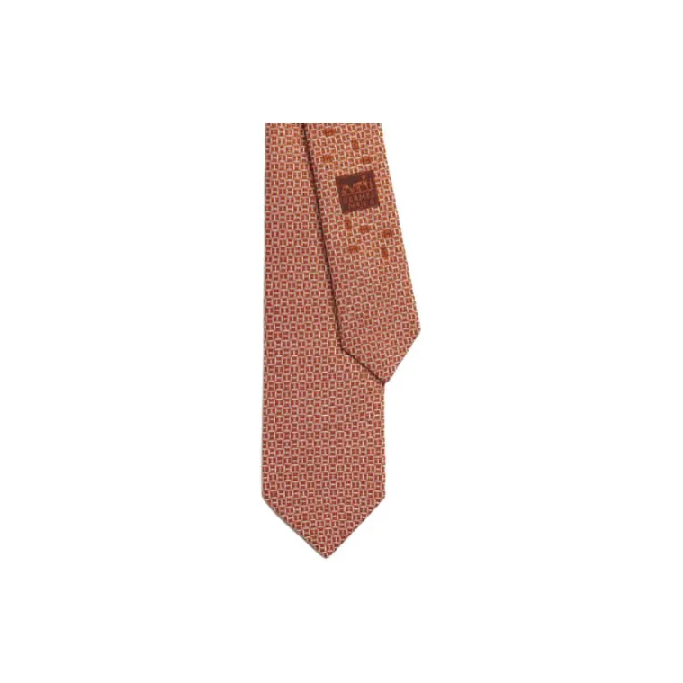 HERMES Mulberry Silk Ties Men's Orange-2