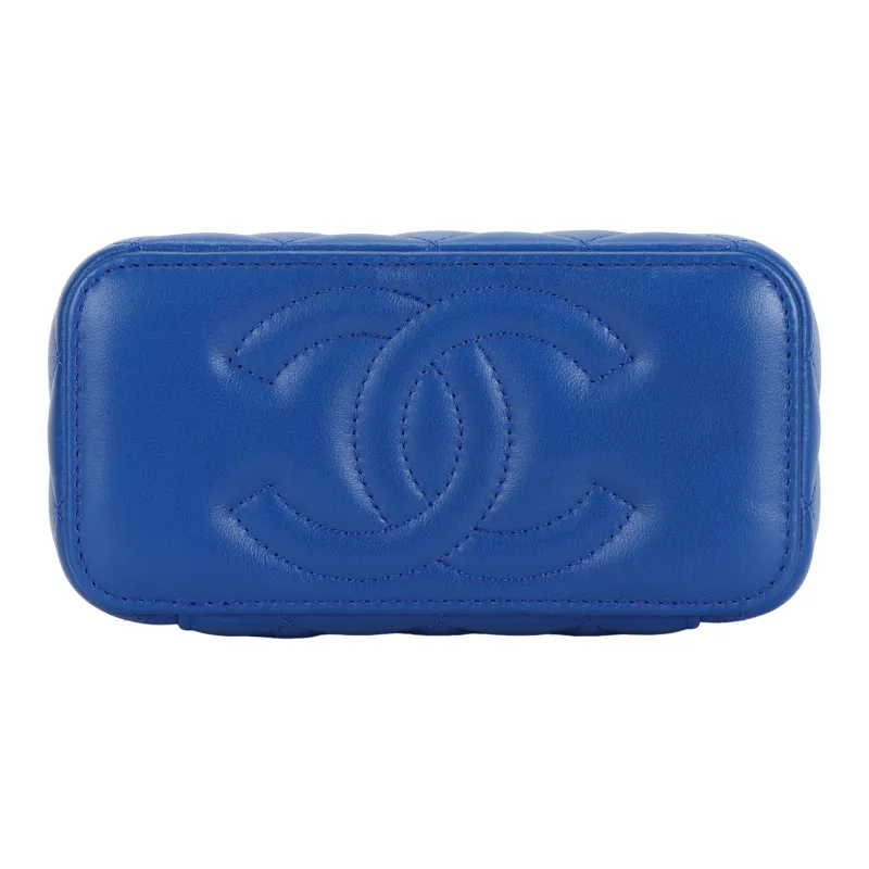 CHANEL Sheepskin Clutch, Long Box Bag, Shoulder Bag, Crossbody Bag Women's Blue-3