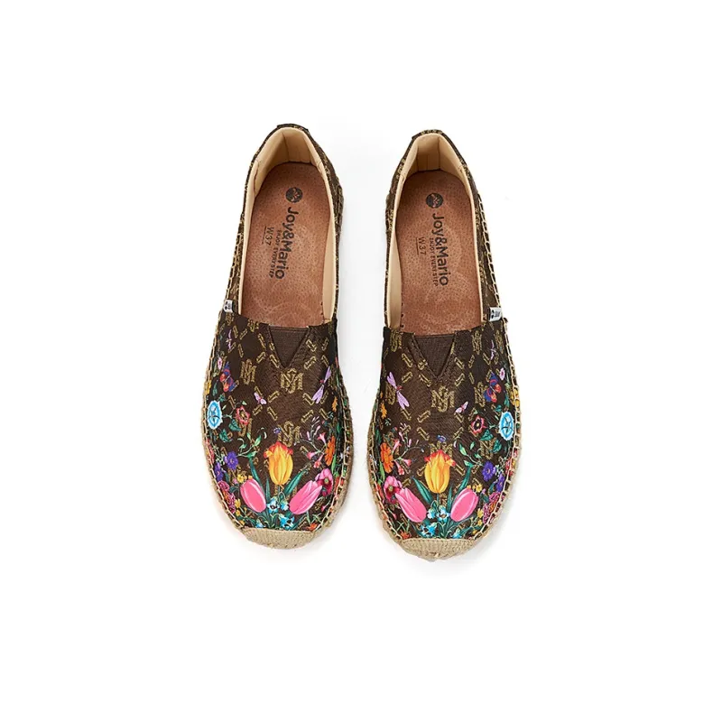 Joy&Mario Espadrilles Women's Coffee/Beige/Green-4