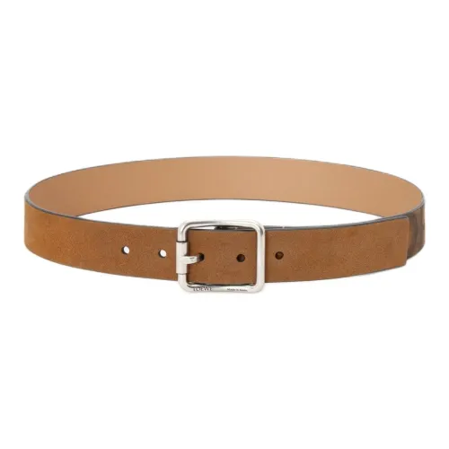 LOEWE Suede Leather Belts Unisex Brown 3.5CM