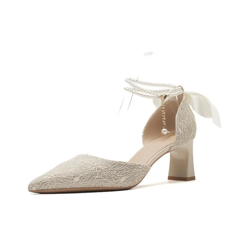 Zubumei Chunky Heel High Heels Women's Champagne-0