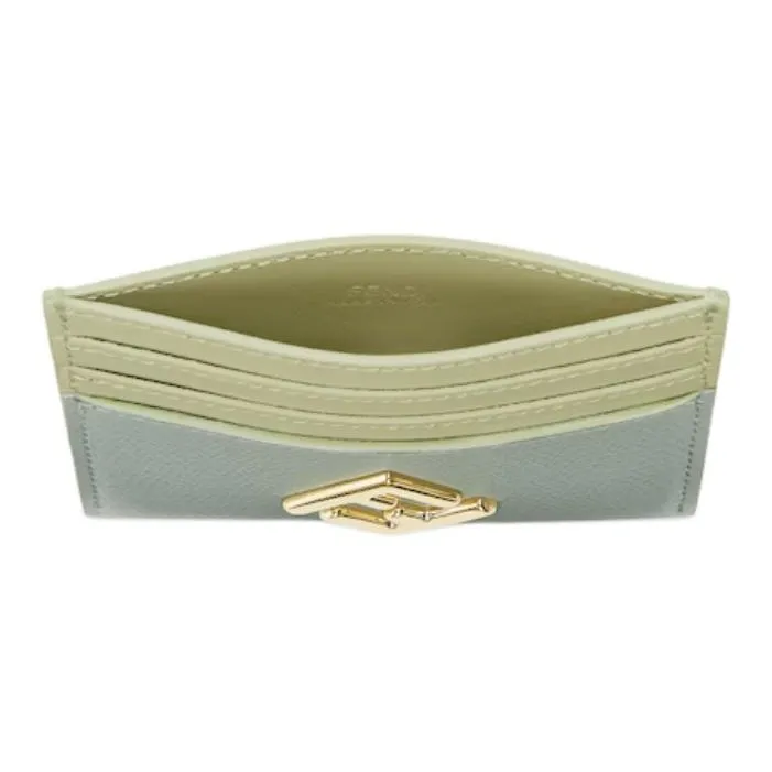 FENDI FF Diamonds Series Calfskin Card Holder Women's Green-2