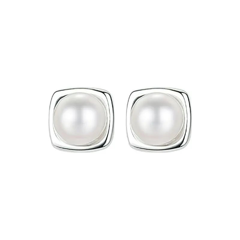 Old Fu Gold Pearl Stud Earrings Women's-0
