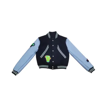 FA2LO Fashion Baseball Jacket Style Unisex Navy Blue Classic Tone