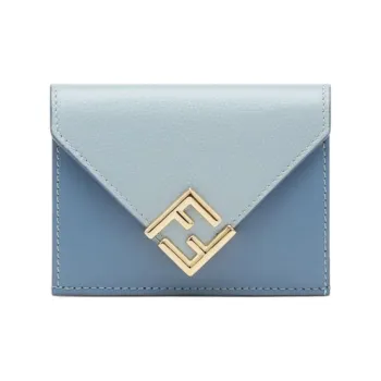 FENDI FF Calfskin Wallet Women's Light Blue